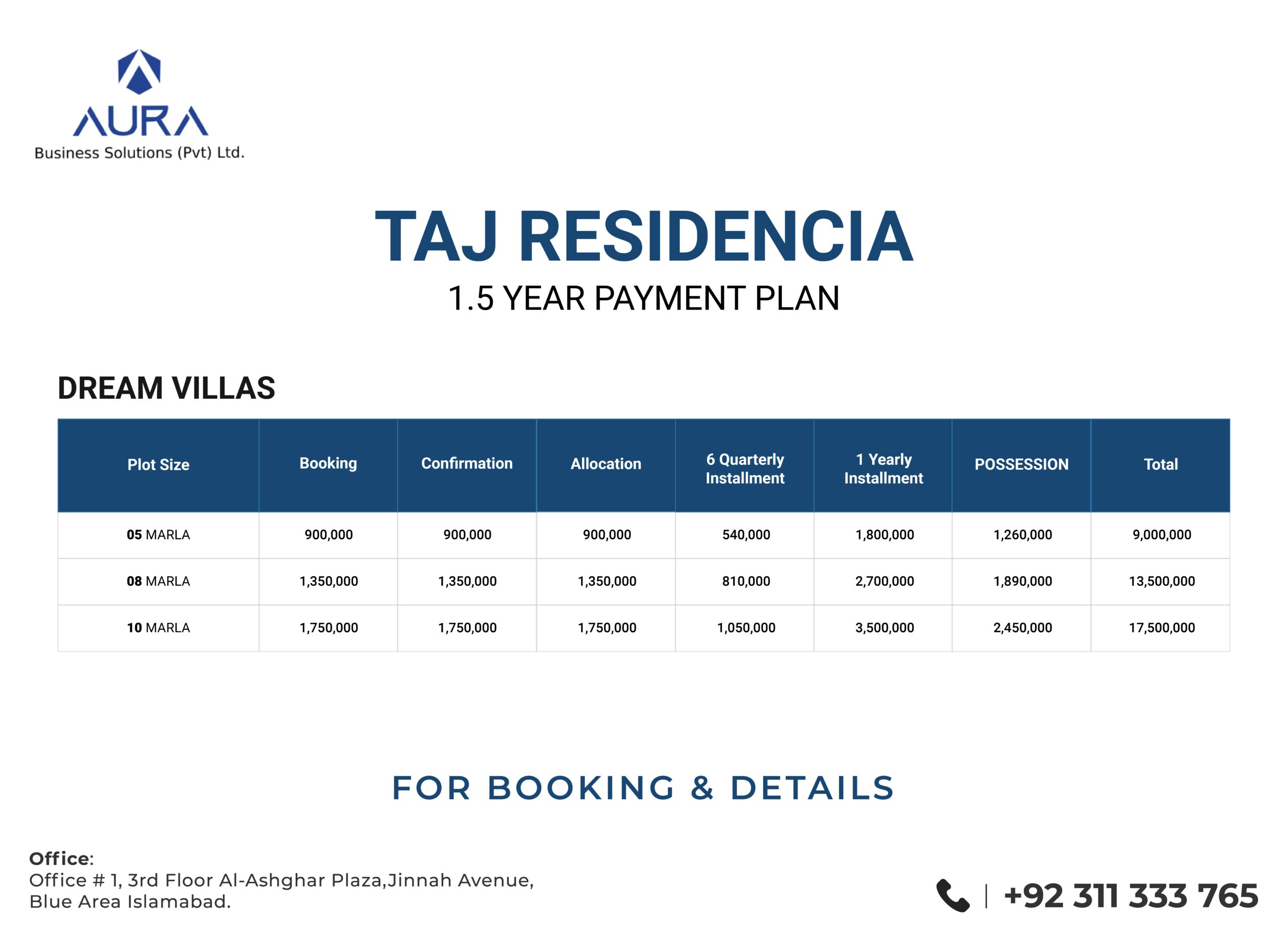 Taj Residencia Villas Payment Plan